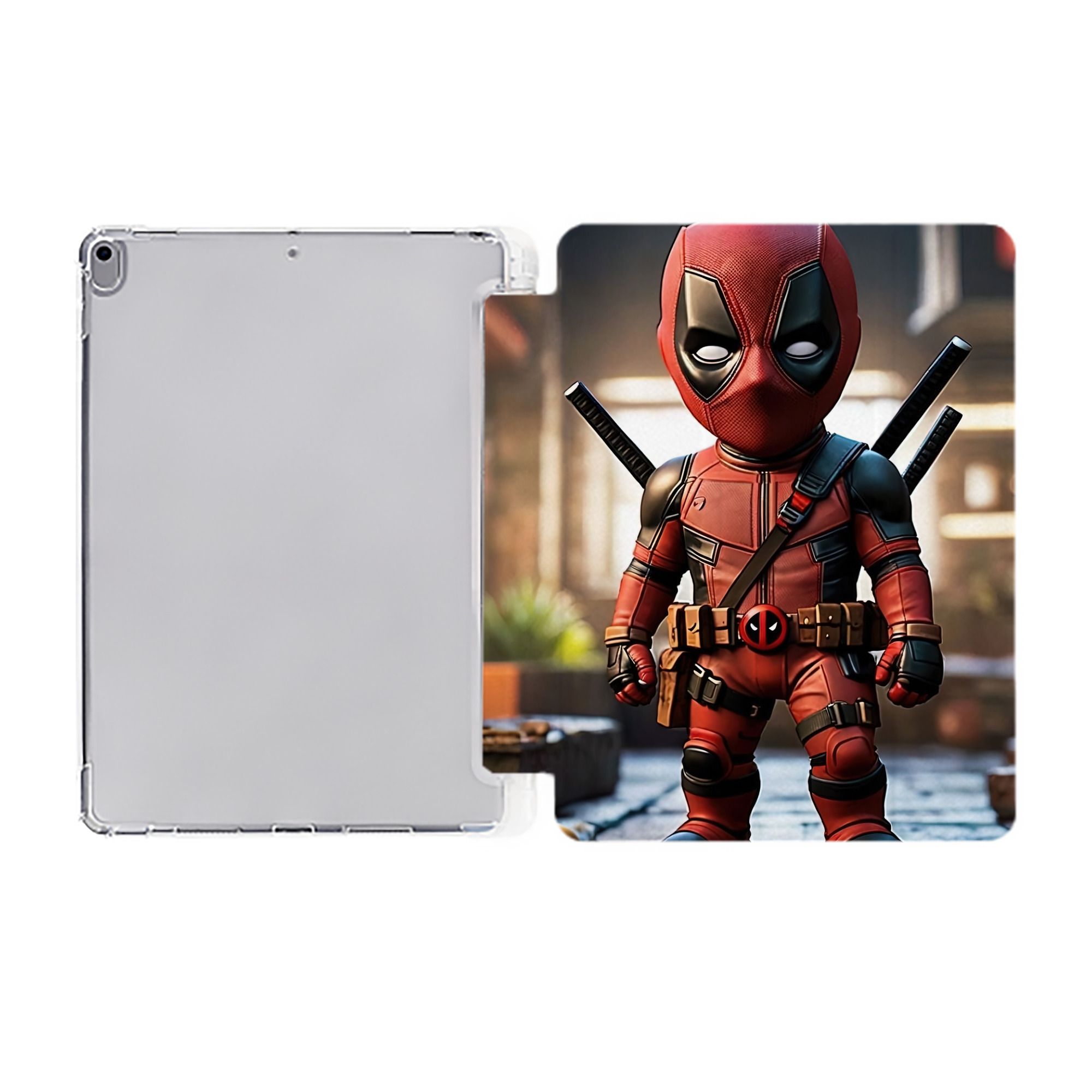 （画像用） Deadpool デッドプール IPad ケース ペン収納付き 三つ折りスタンド PUレザー×シリコン 対応機種9.5/10.5/10.9インチ